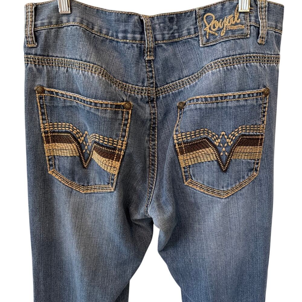 Royal Premium Blue Jeans Men's Size 34 x 30 Bootcut Thick Stitching Western